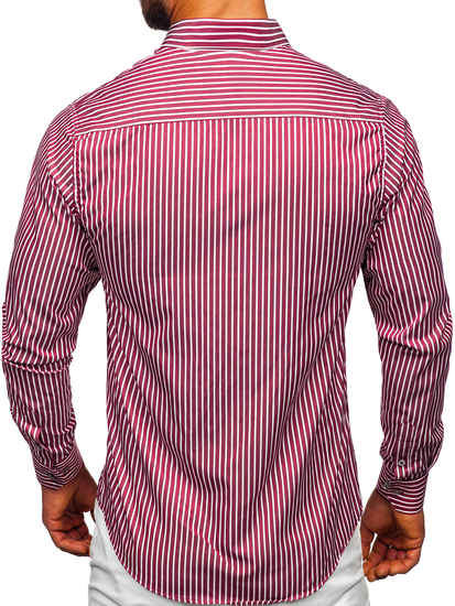Muška bordo prugasta košulja dugih rukava Bolf 22730