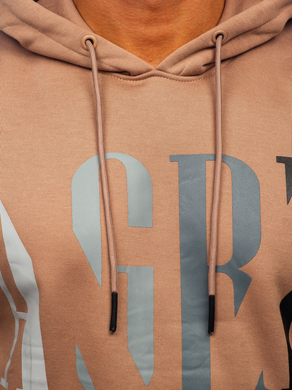 Bež muška majica s kapuljačom s printom Bolf LJ0571