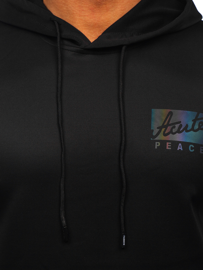 Crna s printom dukserica muška s kapuljačom Bolf HY971