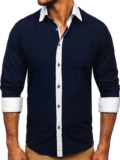 Košulja muška elegantna dugih rukava tamnoplava Bolf 6882