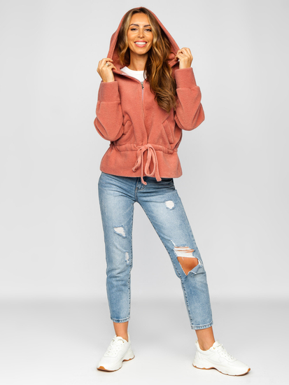 Jakna ženska kratki kaput s kapuljačom ružičasta Bolf 9320