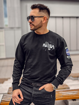 Crni muški sweatshirt bez kapuljače s printom Bolf 6476A