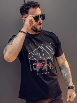 Crni pamučni muški T-shirt s printom Bolf 14748A