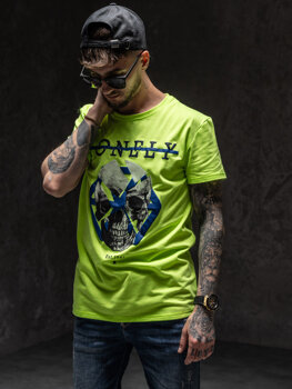 Neon-zelena majica muška s printom Bolf Y70011