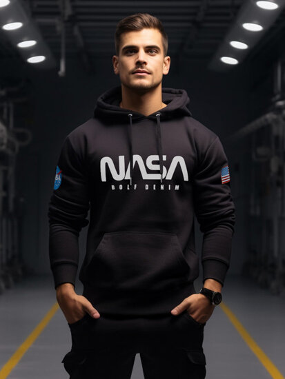 Crna muška klokanica hoodie s printom Bolf 146956