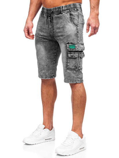 Crne kratke jeans cargo hlače za muškarce Denley HY820