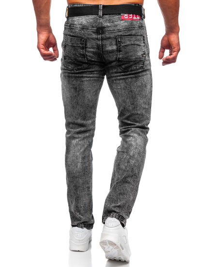 Crne traperice muške skinny fit s pojasom Bolf R61104S1