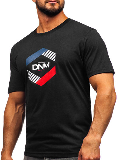 Crni pamučni muški t-shirt s printom Bolf 14741