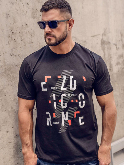 Crni pamučni muški t-shirt s printom Bolf 14752B