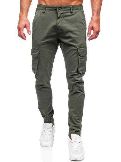 Khaki cargo muške jogger hlače od materijala Bolf 77322