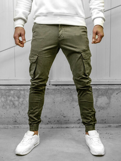 Khaki cargo muške jogger hlače od materijala Bolf 77322A