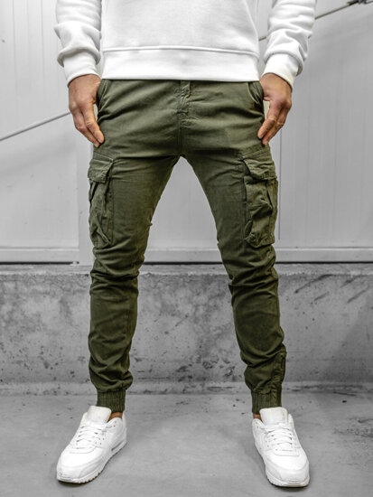 Khaki muške cargo hlače jogger od materijala Bolf 2233A