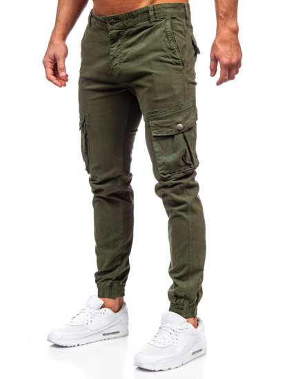 Khaki muške cargo jogger hlače od materijala Bolf JM5502