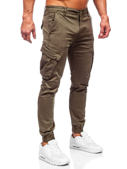 Khaki muške cargo jogger hlače od materijala Bolf SK850