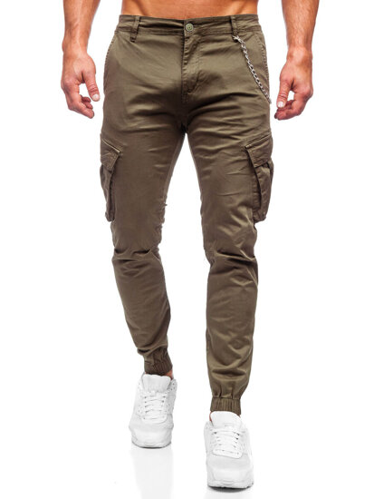 Khaki muške cargo jogger hlače od materijala Bolf SK850