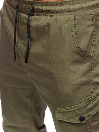 Khaki muške hlače od materijala jogger cargo Denley 384