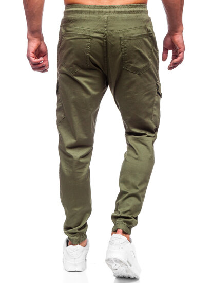 Khaki muške hlače od materijala jogger cargo Denley 384