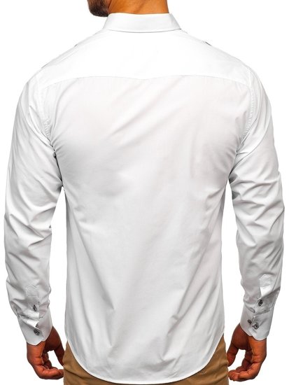 Košulja muška elegantna dugih rukava bijelo-bordo Bolf 5722-1