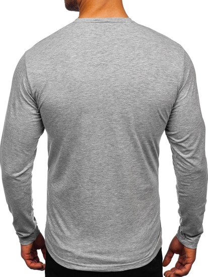 Longsleeve majica muška V-izrez bez printa siva Bolf 172008