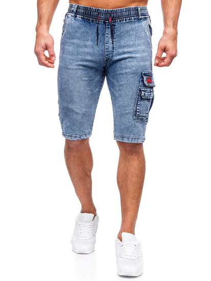 Plave kratke jeans cargo hlače za muškarce Denley HY820