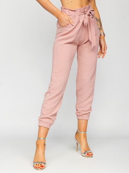 Roze materijalne jogger hlače za žene Bolf W5076