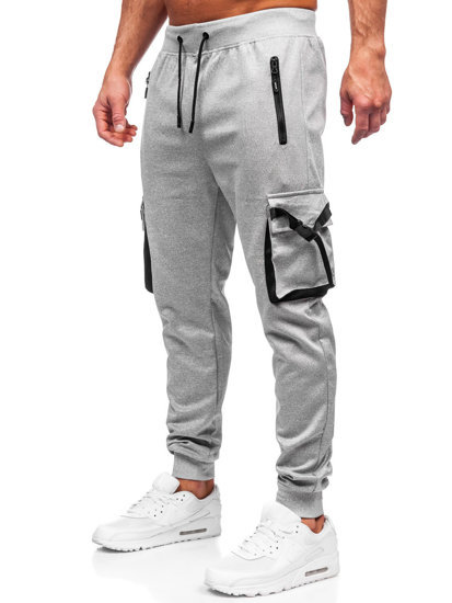 Sive muške hlače jogger cargo Denley 8K1116