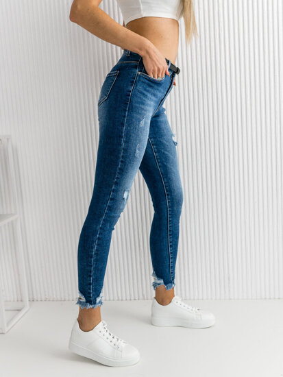 Tamnoplave ženske traperice Skinny s pojasom Bolf S3958-3P