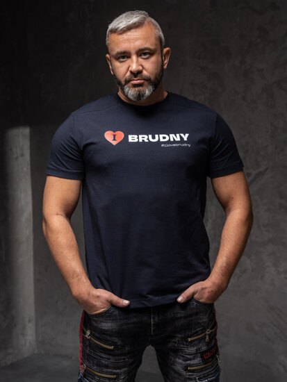 Tamnoplavi muški t-shirt iz kolekcije Igor Brudny s printom 02