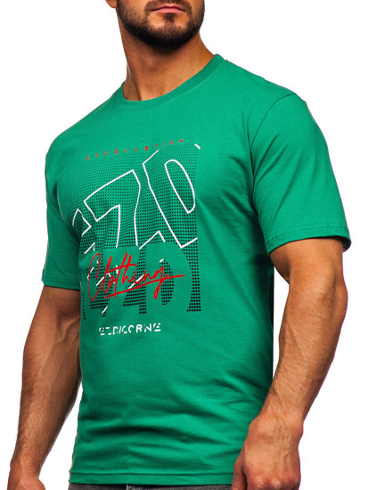 Zeleni muški pamučni t-shirt s printom Bolf 14748