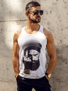 Bijela tank top boks s printom Bolf 14842