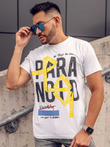 Bijeli muški t-shirt s printom Bolf 2309A-1