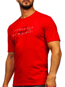 Crveni pamučni muški t-shirt s printom Bolf 5032