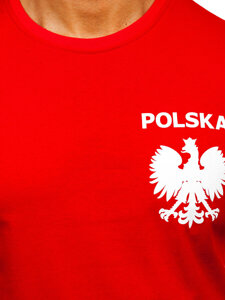 Crveni pamučni muški t-shirt s printom Polska 5064