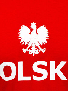 Crveni pamučni muški t-shirt s printom Polska 5065