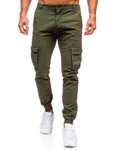 Khaki muške cargo jogger hlače od materijala Bolf JM5502