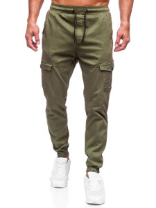 Khaki muške hlače od materijala jogger cargo Denley 384