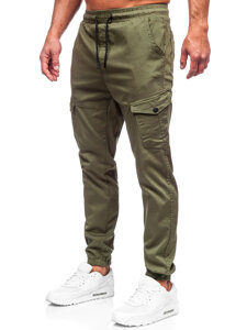 Khaki muške hlače od materijala jogger cargo Denley 384