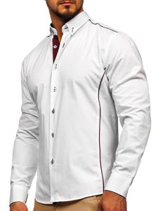 Košulja muška elegantna dugih rukava bijelo-bordo Bolf 5722-1