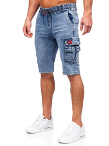 Plave kratke jeans cargo hlače za muškarce Denley HY820