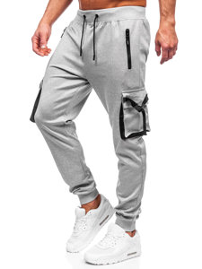 Sive muške hlače jogger cargo Denley 8K1116