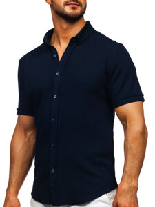 Tamnoplava muška košulja od muslina s kratkim rukavima Bolf 2013